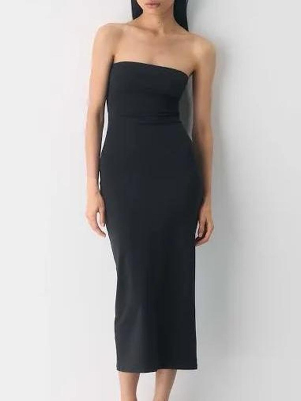 Aritzia Black Original Contour Tube Strapless Midi Dress